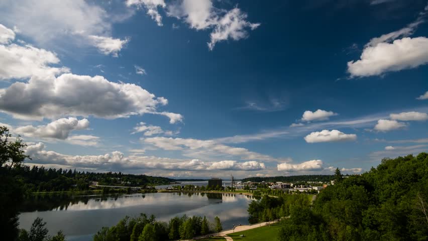 Time lapse video of clouds over Capital Lake and downtown Olympia Washington