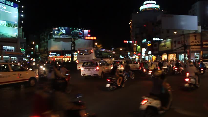 SAIGON - JULY 25: Road Traffic at evening on July 25, 2012 in Saigon (Ho Chi Minh City), Vietnam