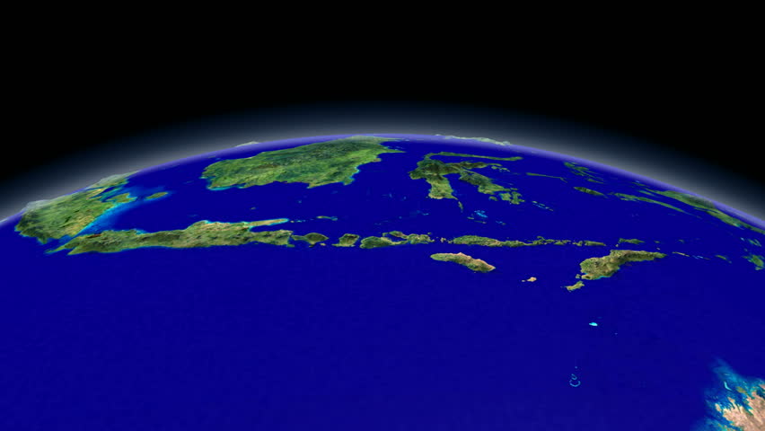 Flight over East Asia, from south to north.