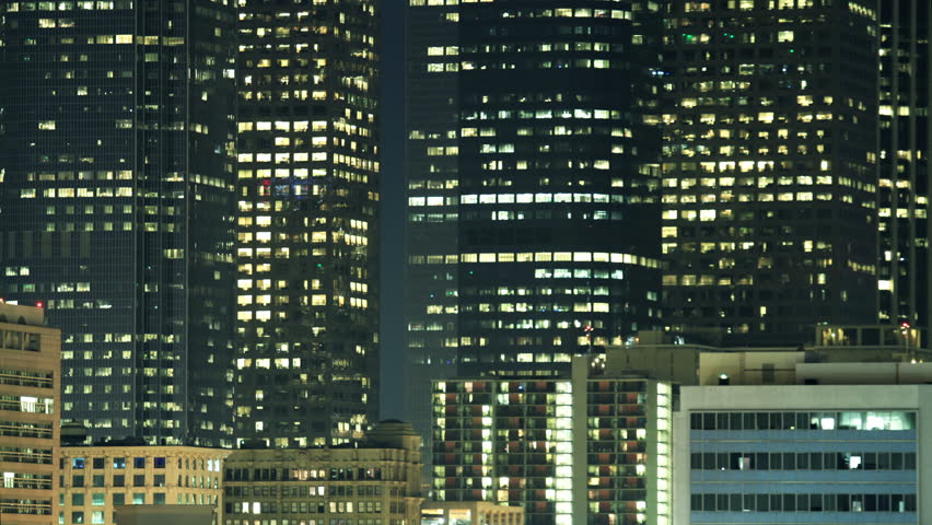 Time Lapse of flickering Lights from Office and Residential Buildings