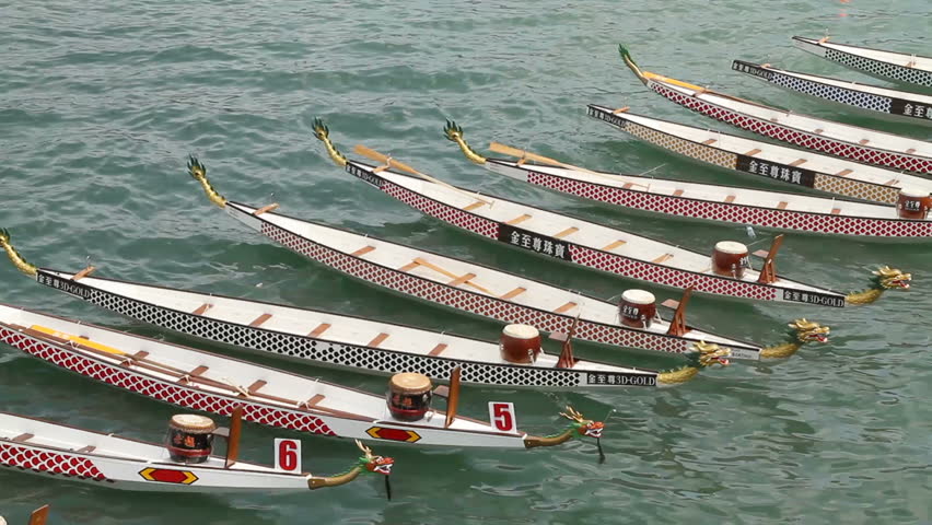 HONG KONG - JUNE 18: Dragon boats on Victoria Harbor in Hong Kong International Dragon Boat Races. shot on June 18, 2011 in Hong Kong, China.
