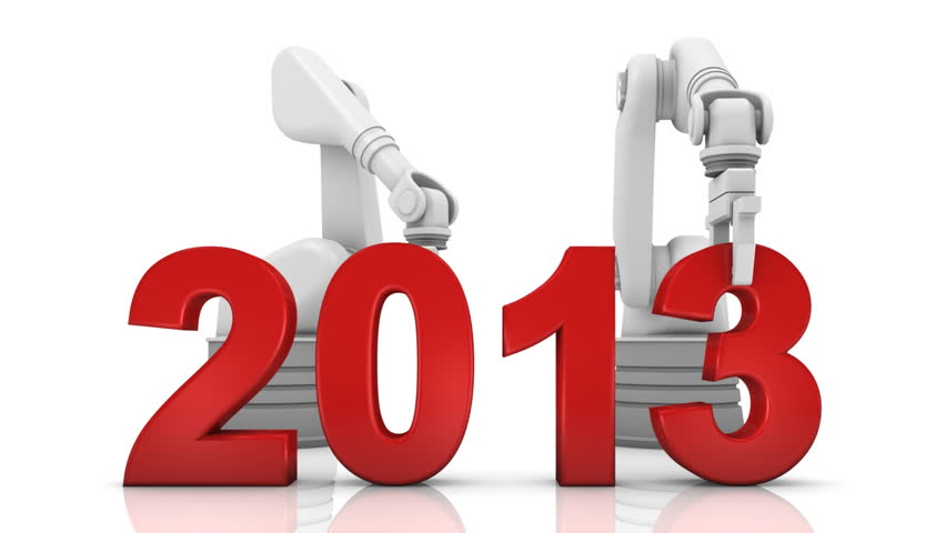 Industrial robotic arms building 2013 year