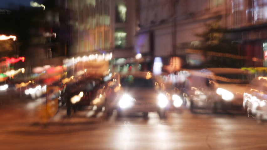 rush of lights with long exposure at oxford street, london