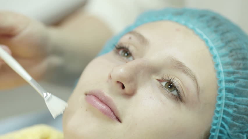 A cosmetology mask is in a beauty salon. Edited Sequence. 