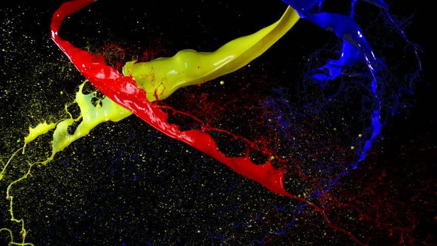 Paint splash on black background shooting with high speed camera.