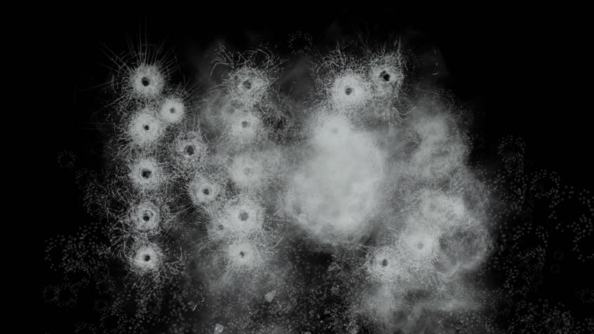 Gun shots in Glass forming word NO(FullHD)