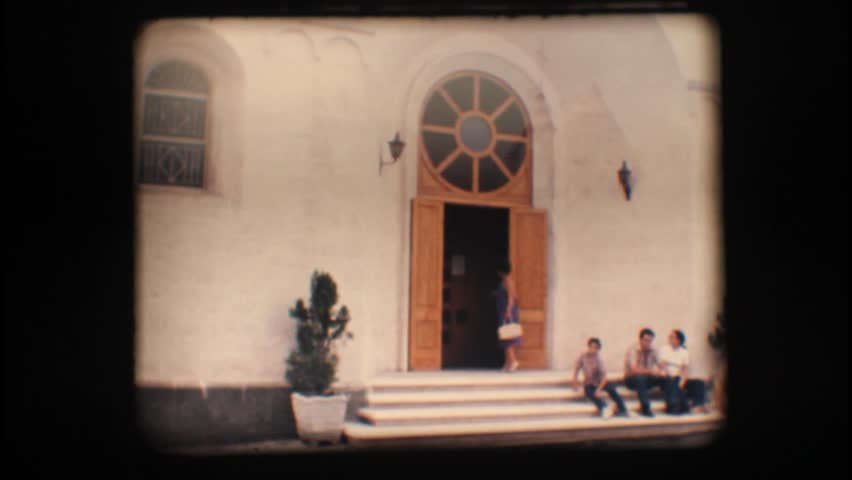 Vintage 8mm. Church in Alberobello, with typical cone shaped dome
