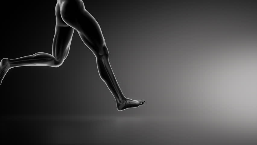 Running man with ankle joint detail lateral view