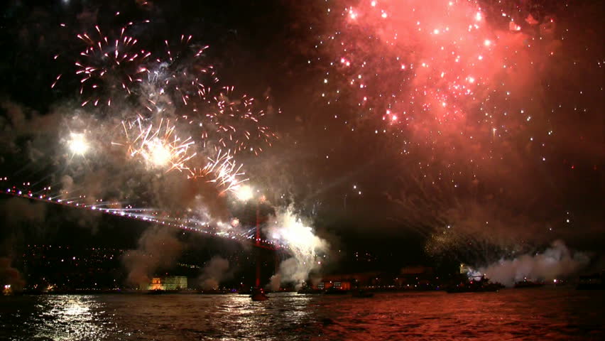 Firework exploding in the sky.
