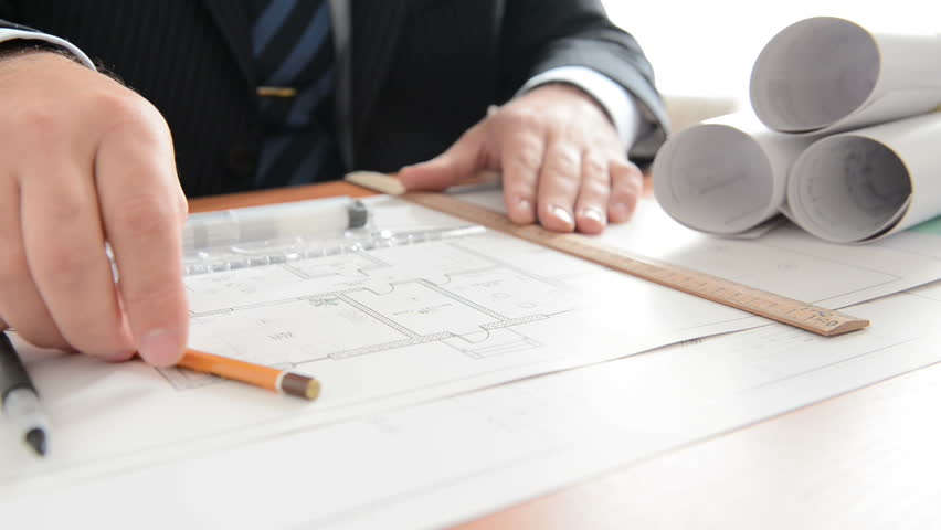 Architect draws a draft. Close view. Full HD