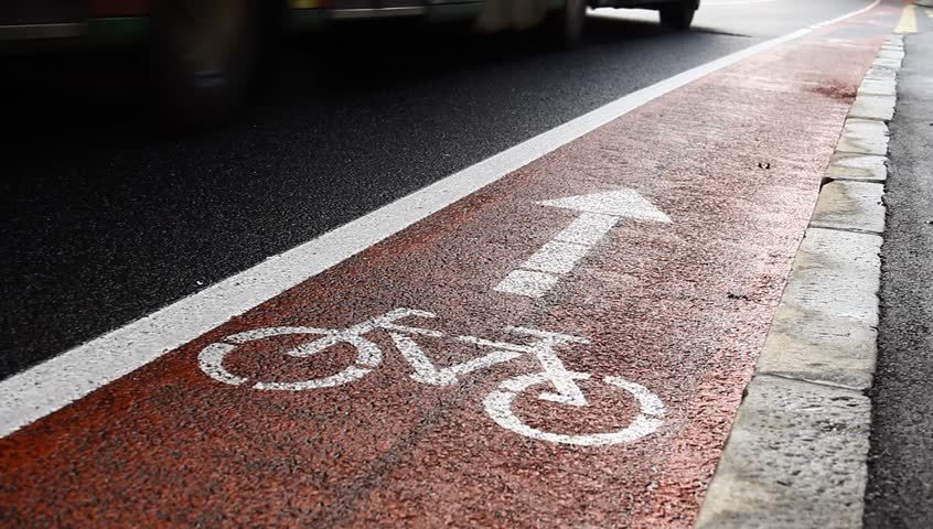 A path for bicycles on the street.