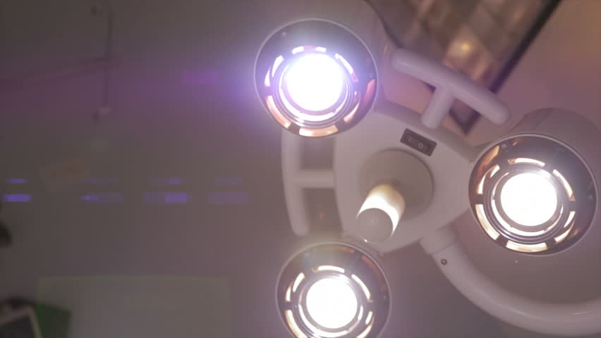 Detail surgical lamp spotlight lit 