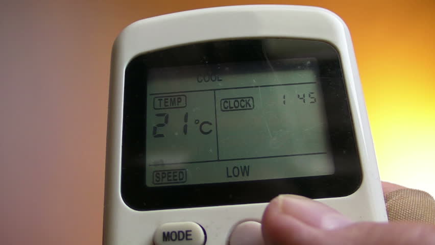Air conditioning remote controller close-up