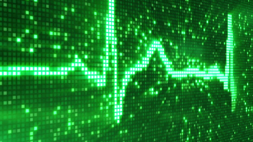 digital pixel EKG electrocardiogram pulse green loopable background
