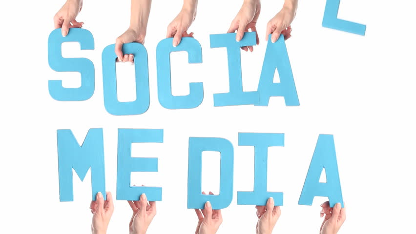 Female hands holding letters SOCIAL MEDIA
