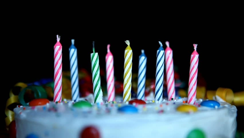 Time Lapse Birthday Candles Burning in the Dark