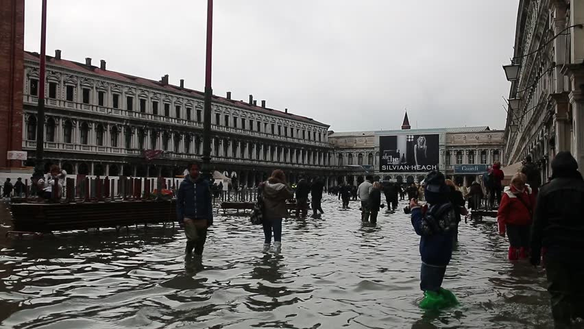 VENICE, ITALY - NOVEMBER 01: Venice flooded from the high water of the 2012 season in November 01, 2012 in Venice, Italy 
