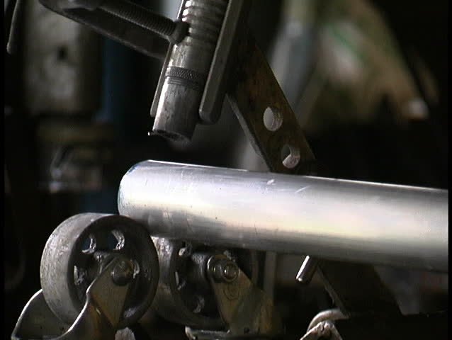 welding aluminum pipe with spool gun close up