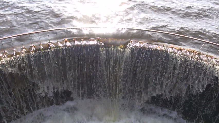 water splash in  lake dam construction