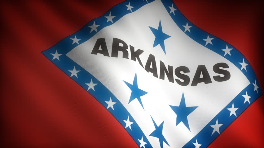 Flag Of Arkansas Flying In The Wind - Closeup Of Flag Stock Footage