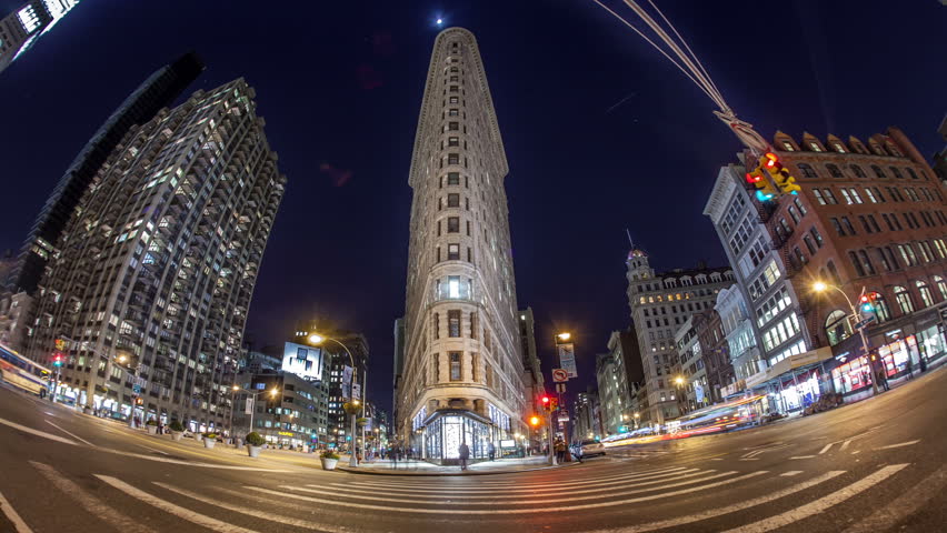 NEW YORK - CIRCA JULY 2012: Time lapse of the Flatiron Building in New York City circa July 2012.