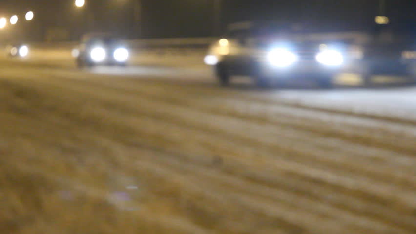 Winter highway. Snow,  cars