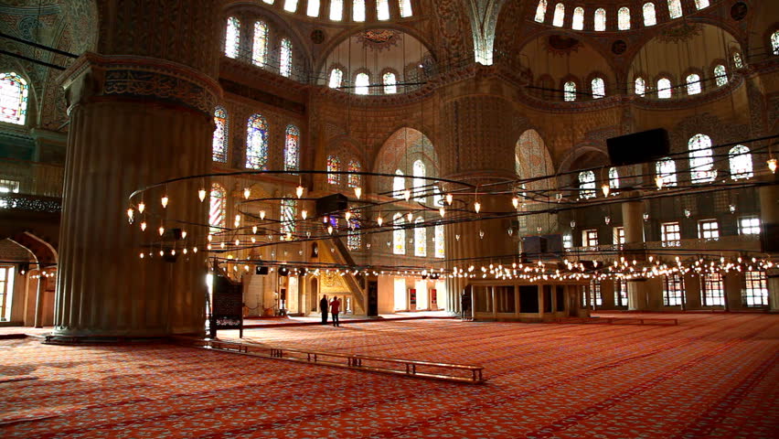 Inside the Blue mosque. Istanbul, Turkey