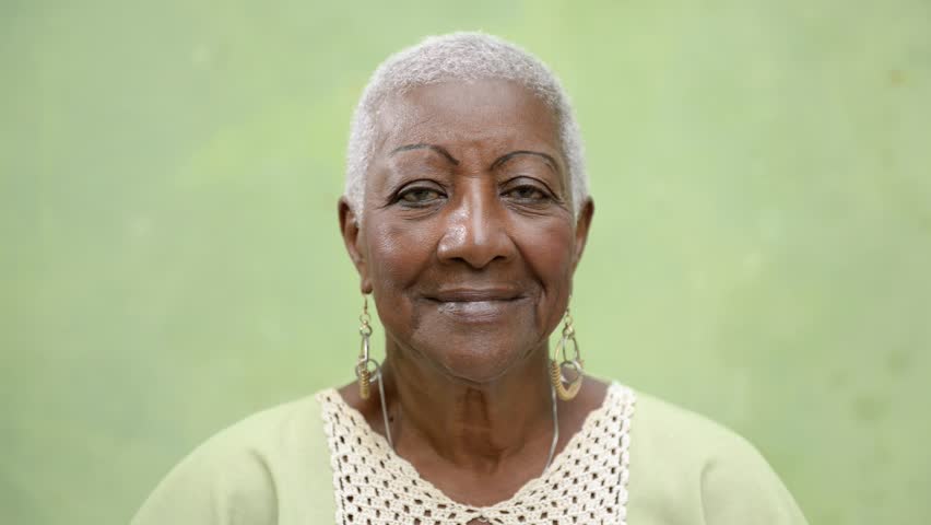 Old people and women portrait, three senior female friends smiling and looking at camera. Sequence
