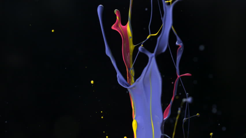 Paint splash in the air shooting with high speed camera.