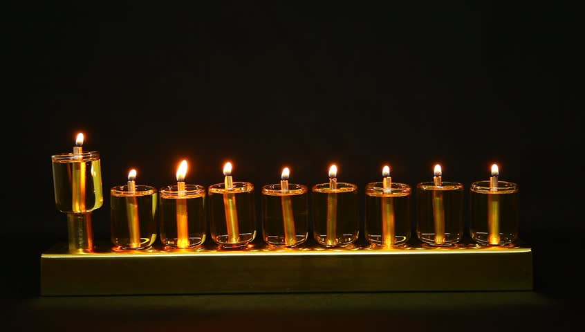 Hanukia made of olive oil lanterns