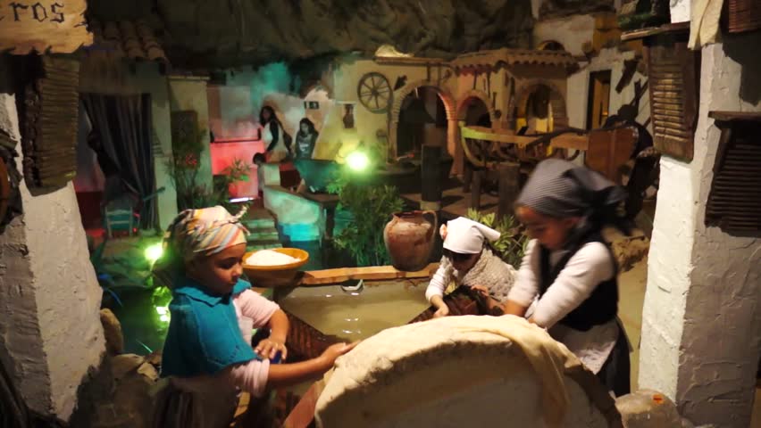 BEAS, HUELVA, SPAIN - DECEMBER 9: The Beas Living Crib recreates a life-scale nativity scene, the oldest of Andalusia and the second of Spain on December 9, 2012 in Beas, Huelva, Spain.