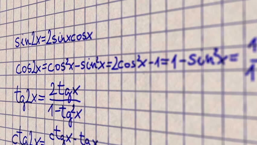 Science Mathematics Formulas macro close up animation with shallow depth of field