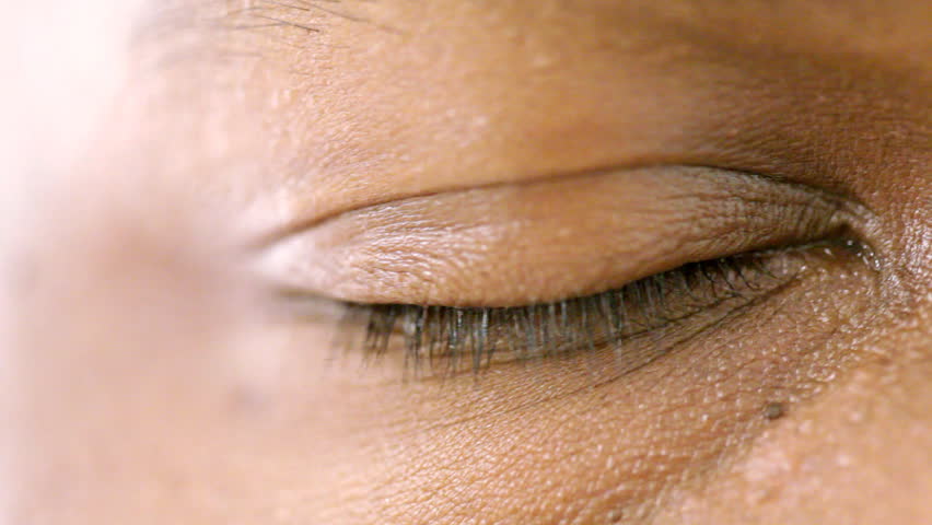 Frantic movement of a man's eye