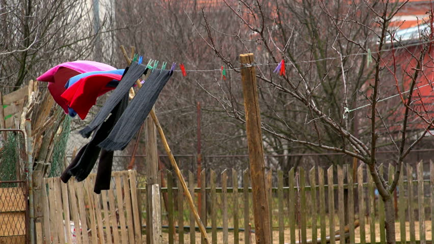 SUPER 35MM CAMERA - Laundry drying in backyard on a fresh air 