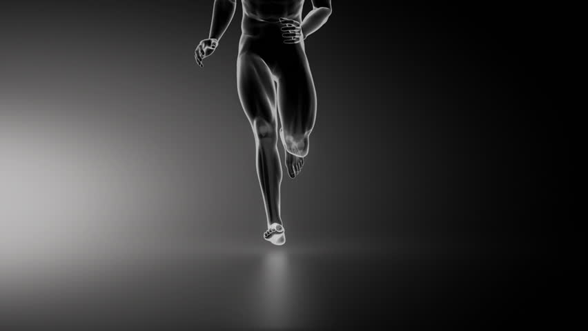 Running man with ankle joint detail anterior view