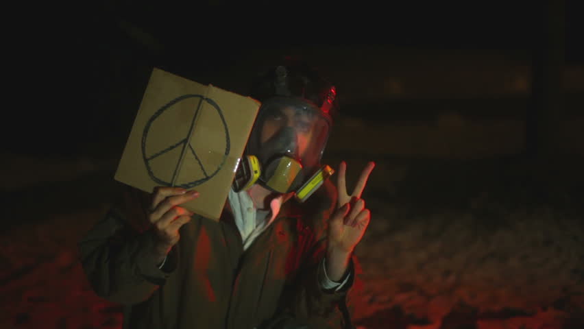 peace sign cardboard.
Apocalypse concept. 