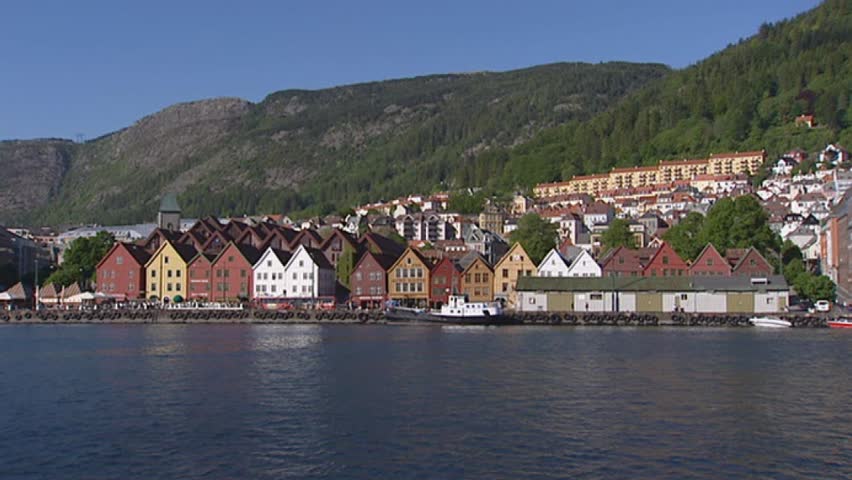 BERGEN, NORWAY: skyline hanseatic town of Bryggen. Bryggen was an important Hanseatic town from the 14th to the 16th century and is a World Heritage Site.