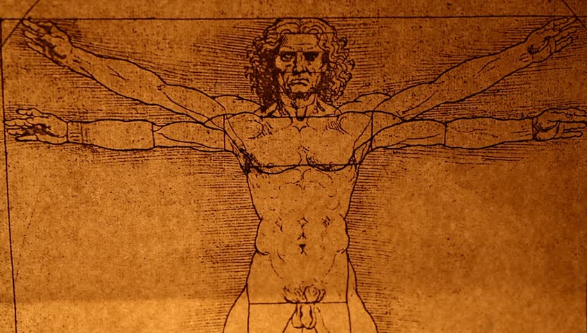 Photo Of The Vitruvian Man By Leonardo Da Vinci From 1492 Stock Footage ...