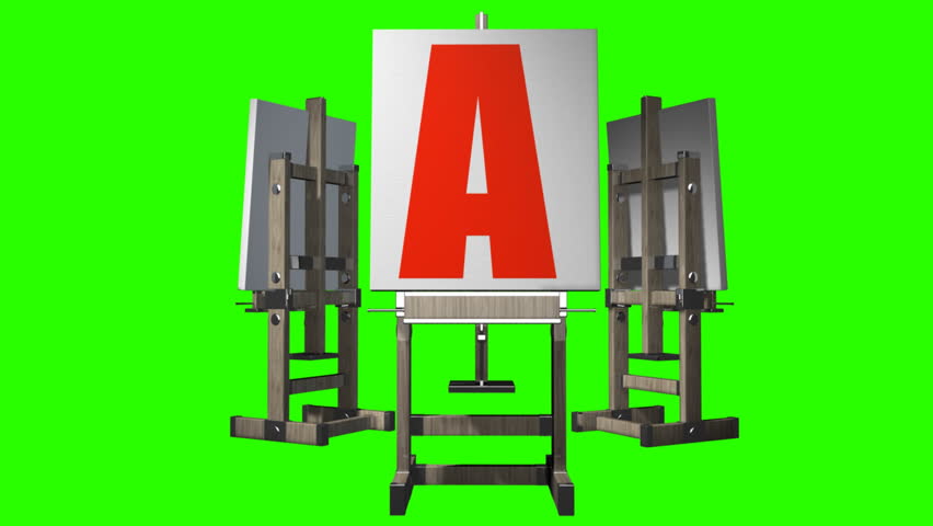 Wooden Easel With Blank Canvas Loop Rotate On White Background Stock