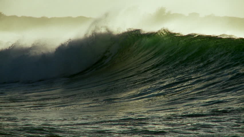 HAWAII, USA, 2012 Large waves crest and break in slow motion.