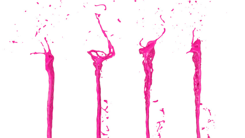 pink paint splashes in slow motion, isolated on white background (FULL HD)