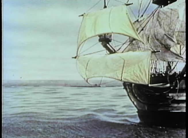 19th century ship hitting underwater rock and capsizing
