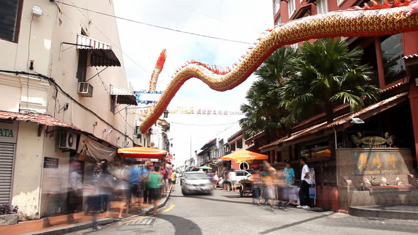 MALACCA, MALASIA -  November 4: timelapse of traffic on Jonker street in Malacca on 4th November 2012