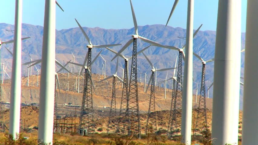 Cluster of wind turbines creating clean & renewable energy