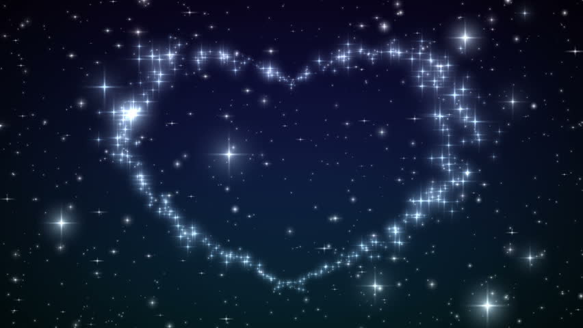 Heart made of twinkling Stars in the Beautiful night sky. HD 1080.