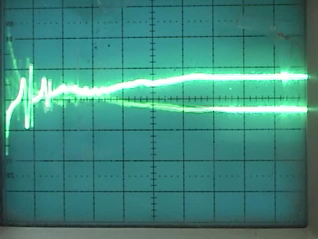 an old oscilloscope close up of the screen displays a wave pattern