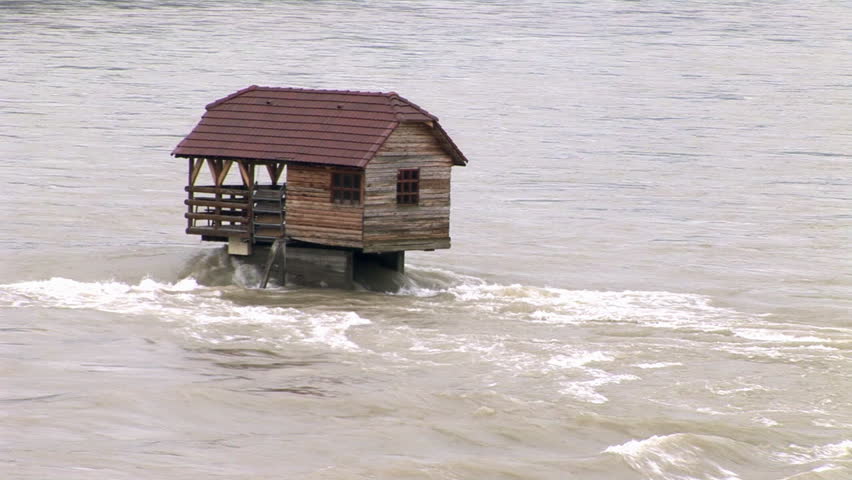 Natural disasters, flooded houses 