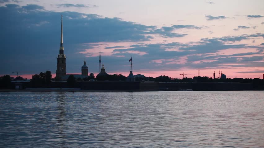 Morning cityscape Time Lapse
Saint Petersburg  view of Neva river view Peter and Paul Fortress  in the morning. 