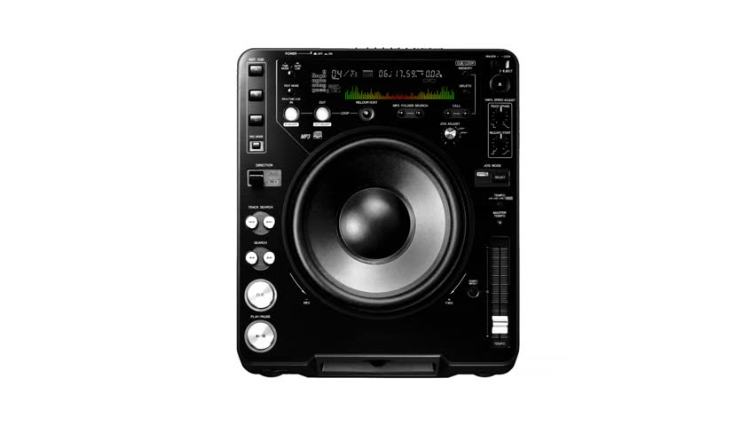 a dj mixing at setting and loud speaker plays