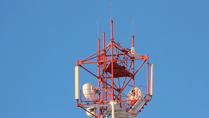 Telecommunication tower with antennas of cellular communication 